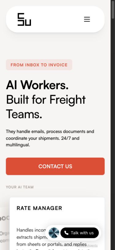 5U AI mobil web sitesi ana ekranı