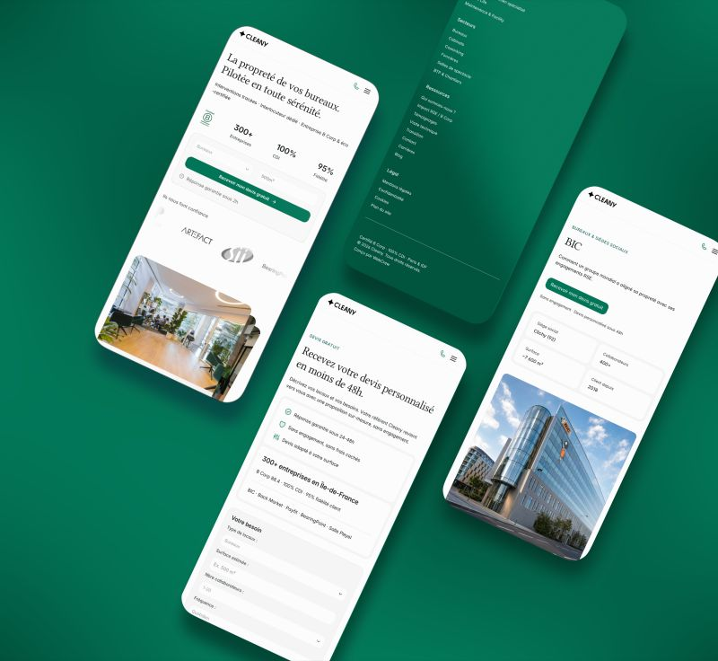 Cleany responsive mobile page designs