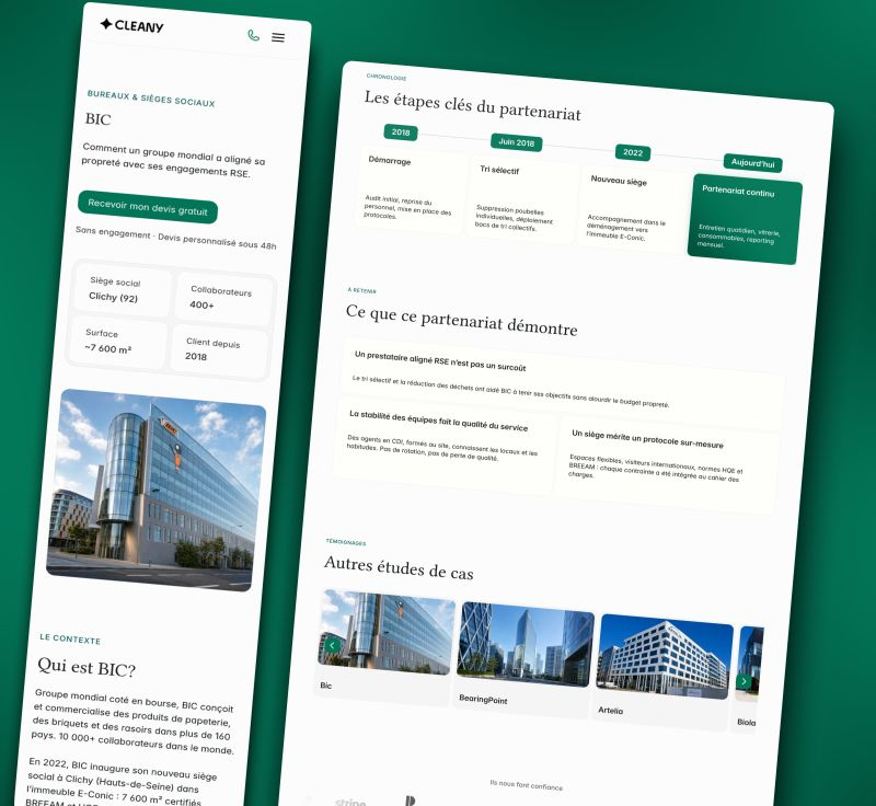 Cleany BIC client case study page