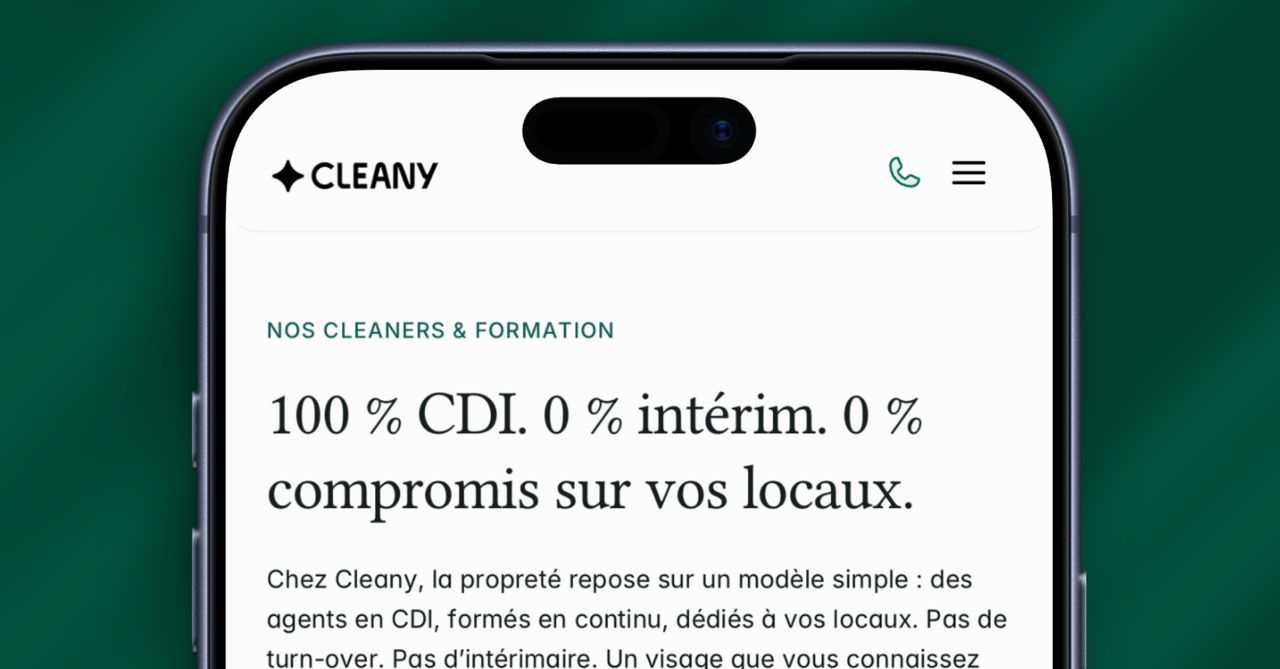 Cleany mobile typography and cleaner training section