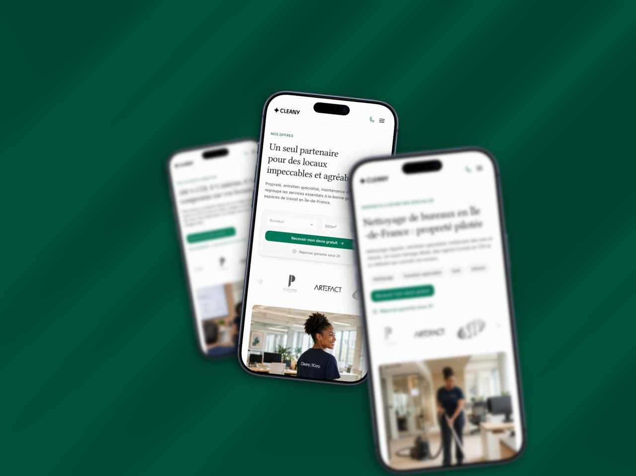 Cleany mobile website screen collection