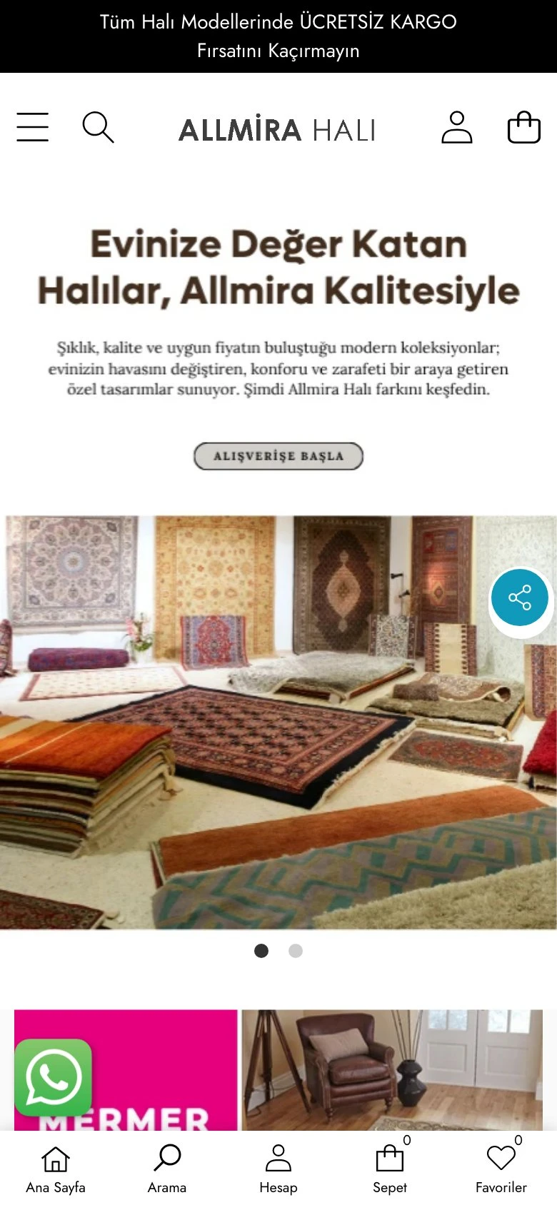 Allmira Halı mobil görünüm