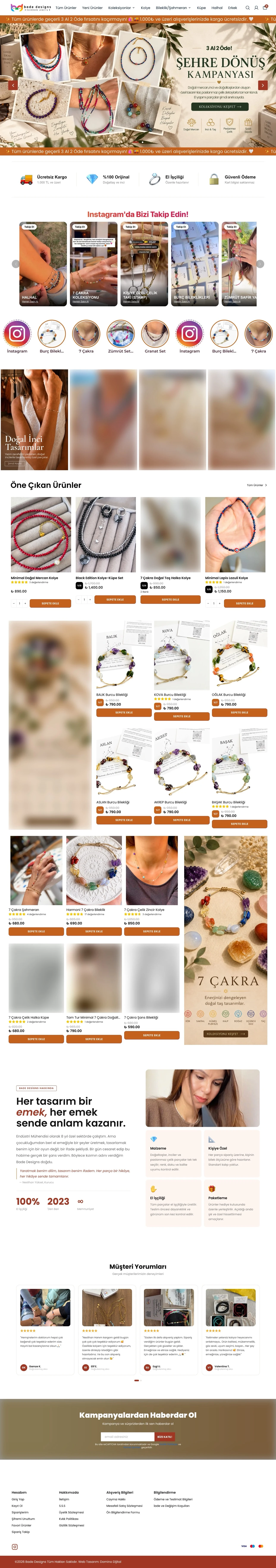 Bade Designs tam sayfa görünümü