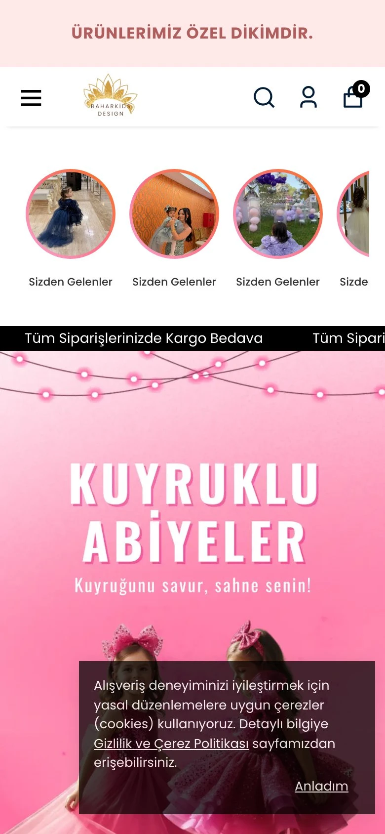 BaharKids mobil görünüm