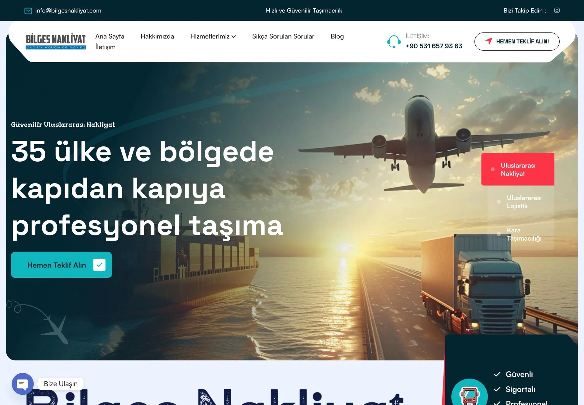 BİLGES Nakliyat website