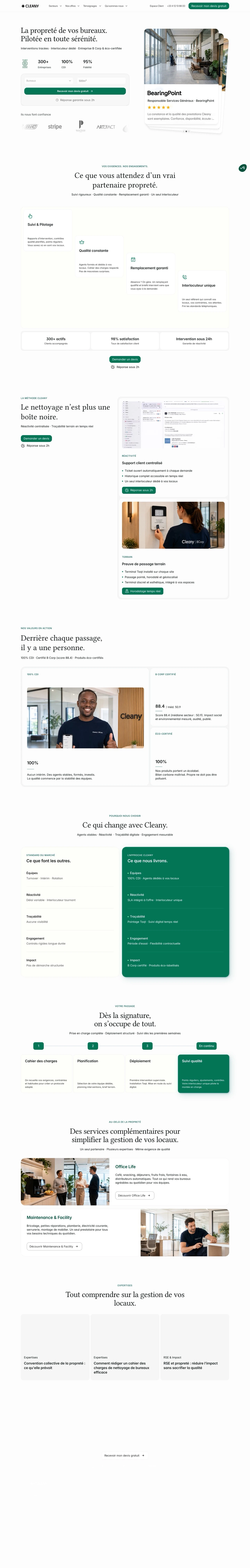 Cleany full-page view